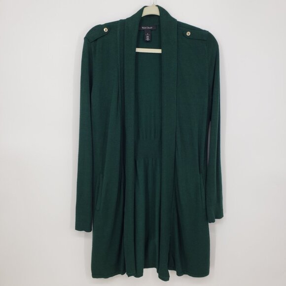 White House Black Market Sweaters - 3/$25 White House Black Market Long Open Front Cardigan Sweater M Emerald Green